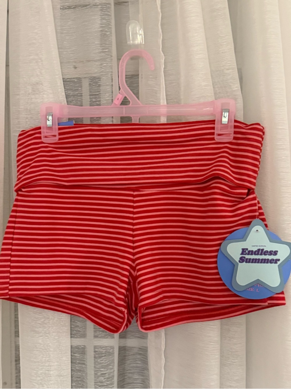 Endless Summer Red Striped High-Waist Women’s Shorts